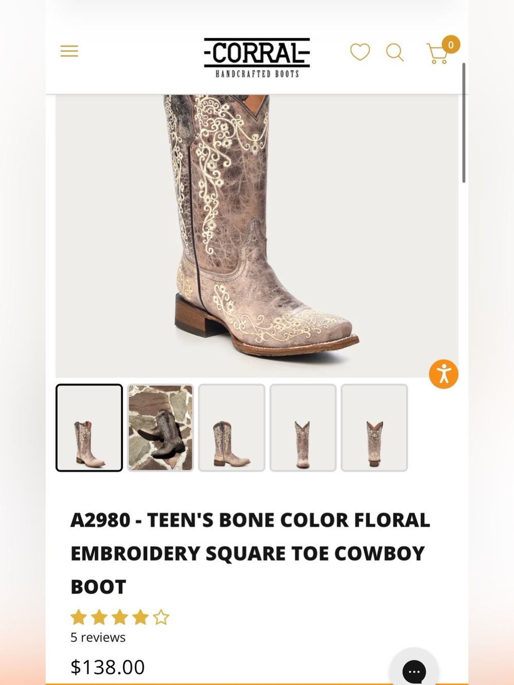 Embroidered -CORRAL - Western Cowgirl Boots size 2T